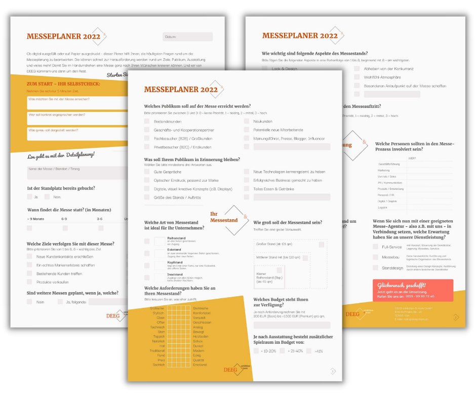 Kostenfreier Messeplaner 2022 von Deeg